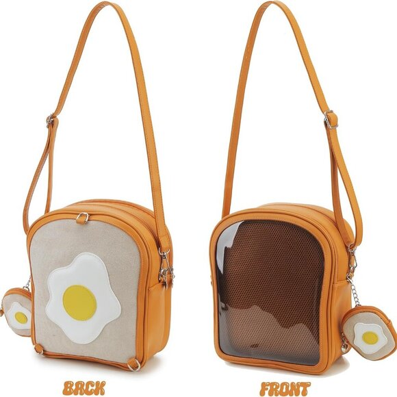Charming Women's Ita Backpack - Toast Design with Pin Display for Kawaii Style - Picture 6 of 9